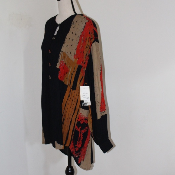 Vintage Creazioni Effeci 1980s Colorblock Geometric Abstract Blouse Oversized - Picture 3 of 10